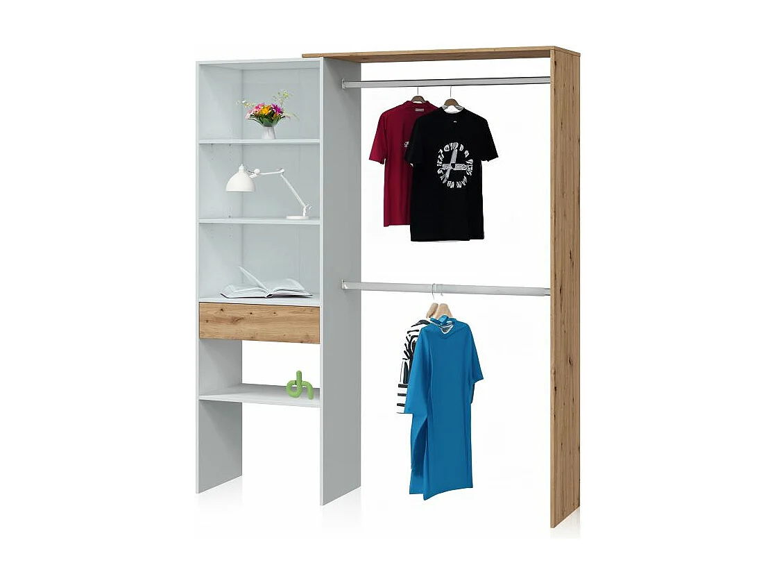 Armario vestidor Ezra Blanco Soft - Roble Nodi