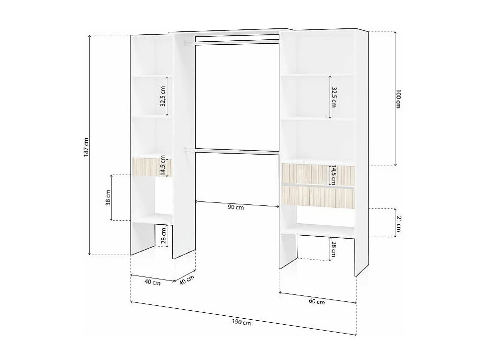 Armario vestidor Nitza Blanco Artik (Blanco Mate) - Natur