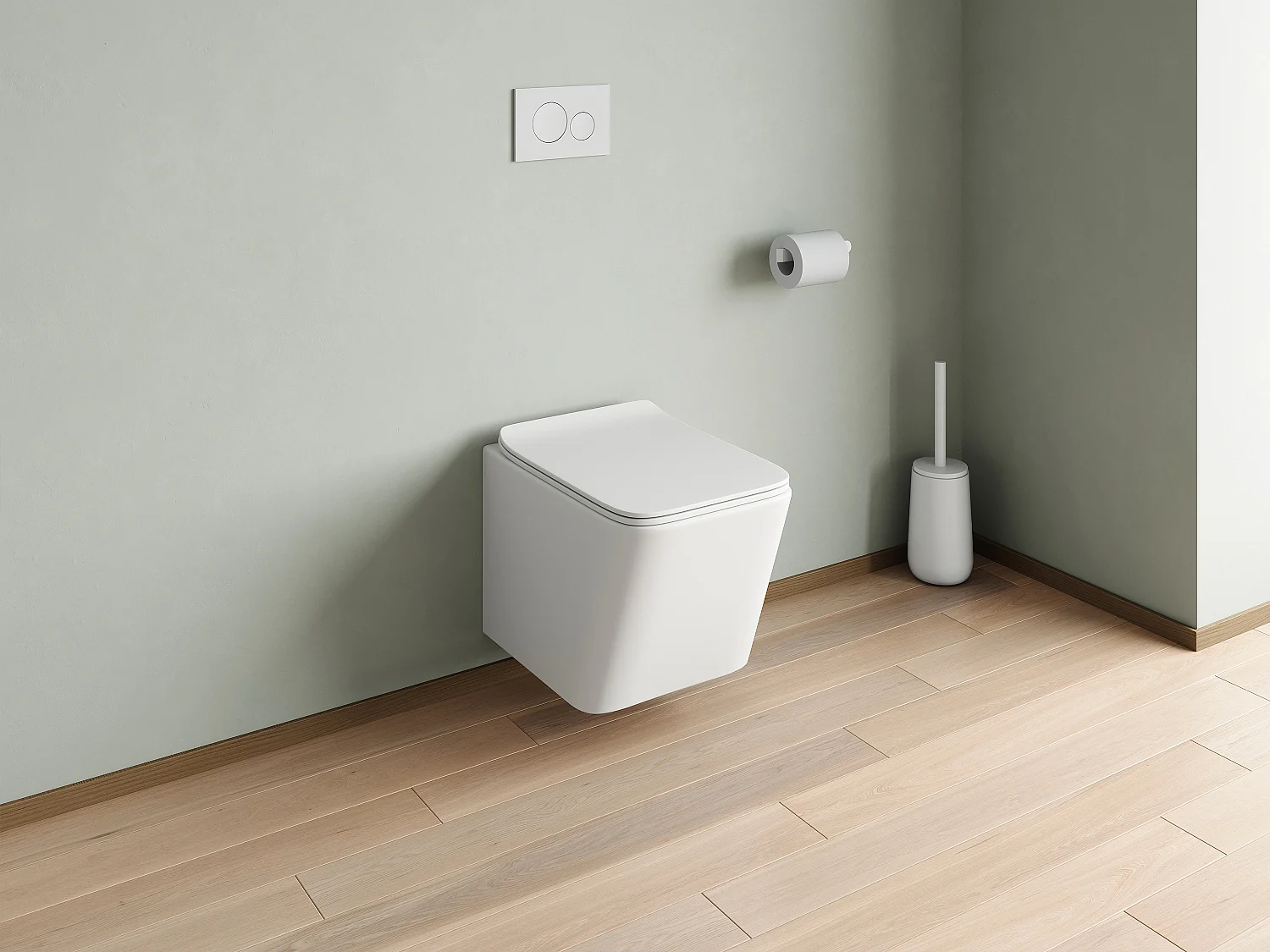 Pack WC suspendu blanc mat avec bâti-support et plaque de déclenchement blanche - CLEMONA