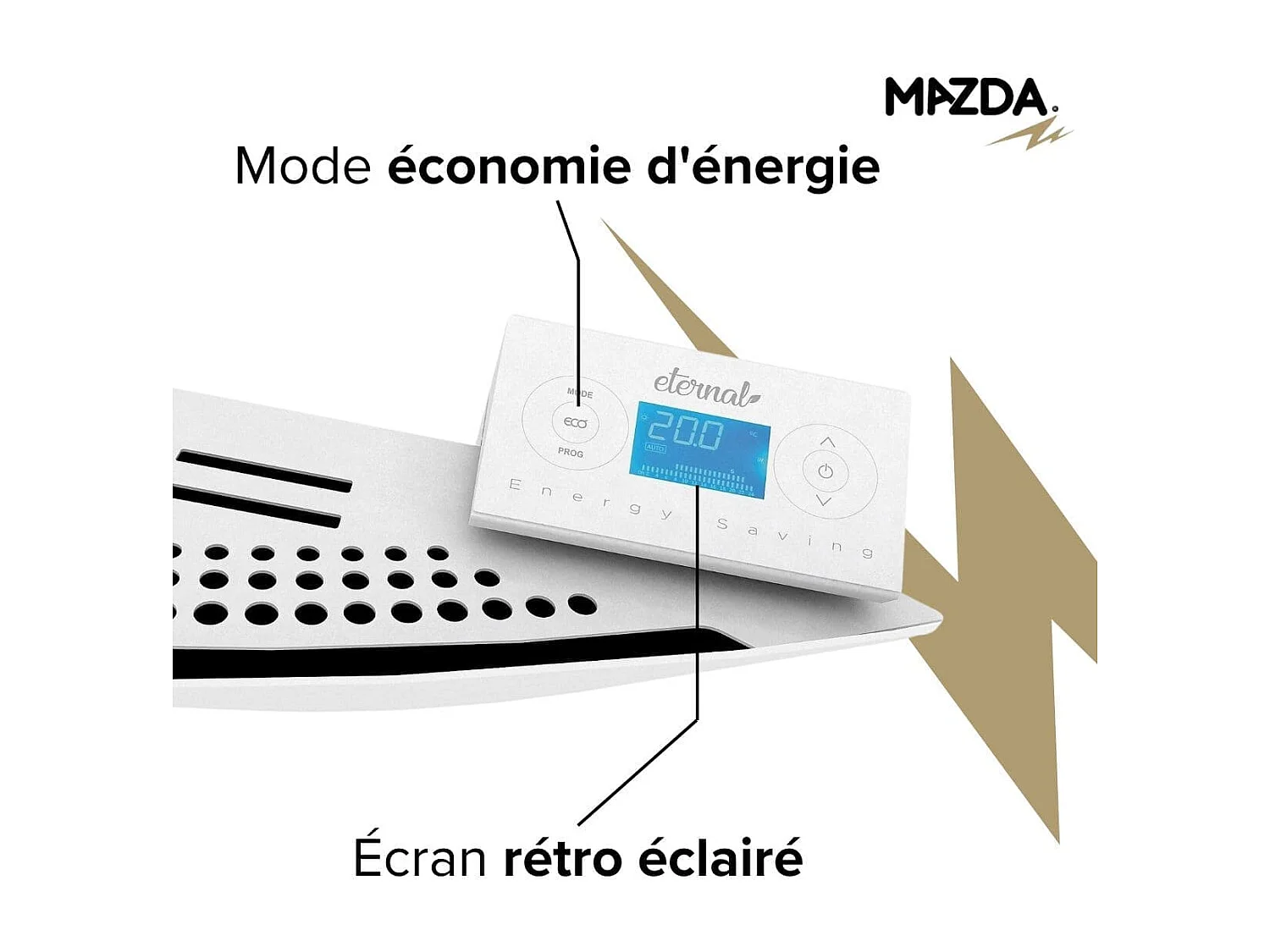 Chauffage pierre naturelle inertie sèche 1000W - Mazda