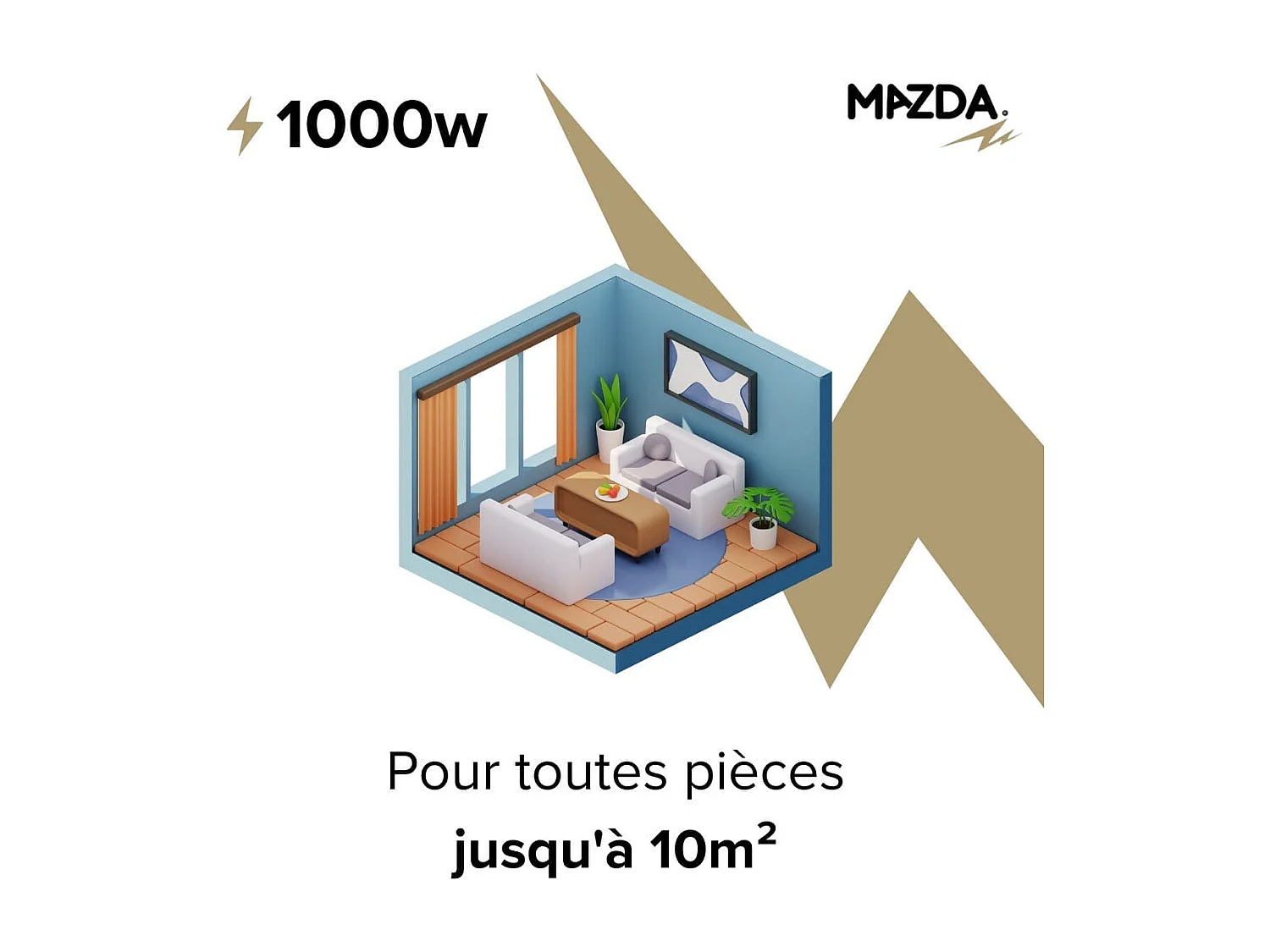 Chauffage pierre naturelle inertie sèche 1000W - Mazda