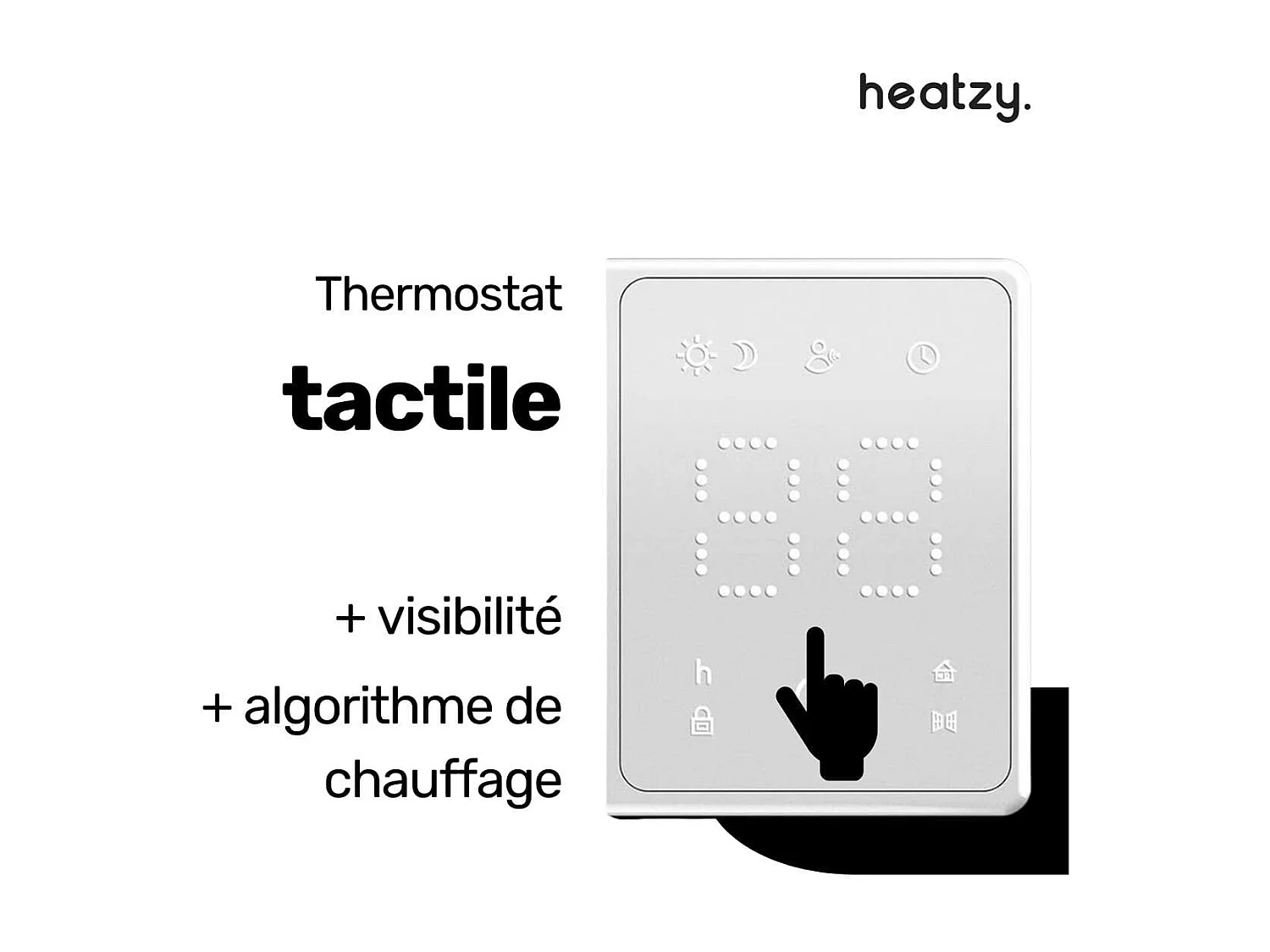 Radiateur électrique 1000W - Connecté Wifi - pierre naturelle - inertie sèche - affichage digital - Blanc - Onyx Heatzy