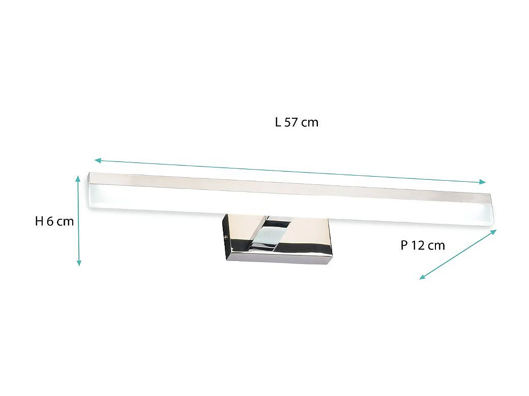 Applique de salle de bain 57cm chrome (12W 960lm 4000K IP44) - Voltman