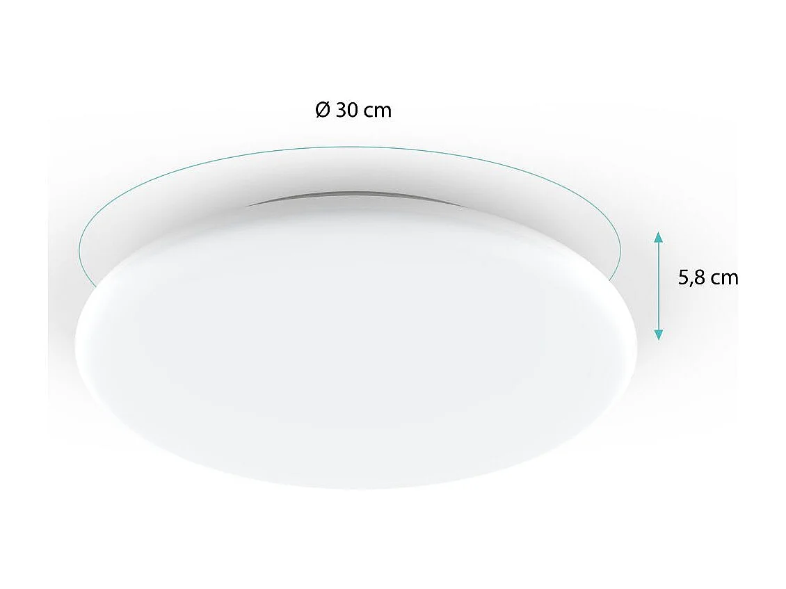 Plafonnier spécial Salle de Bain IP54 (18W 1710lm 4000K) - Blanc - Voltman
