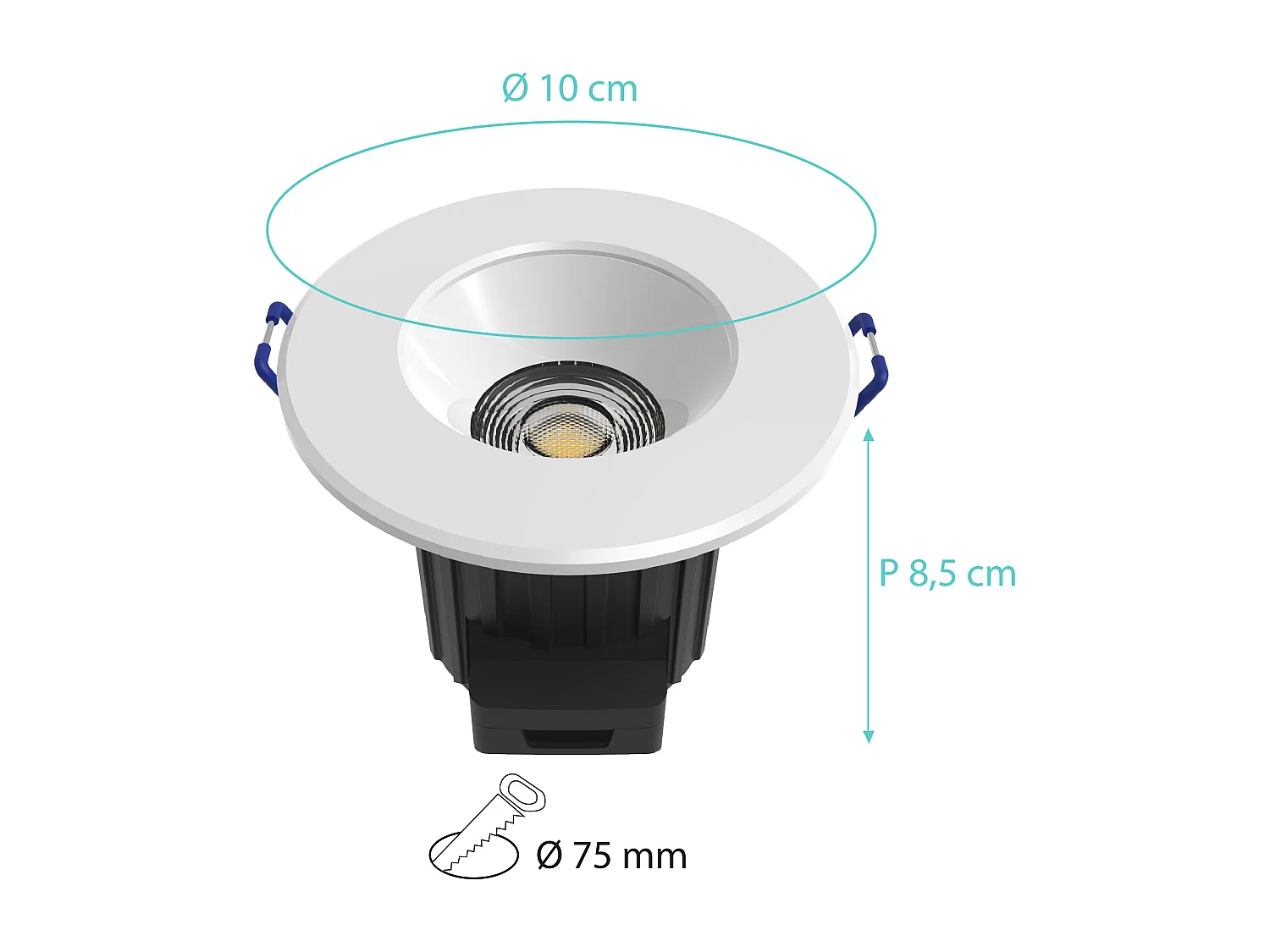 Spot dimmable spécial Salle de Bains (9W 520lm 2700K 38Â°) - Blanc et chrome - Voltman