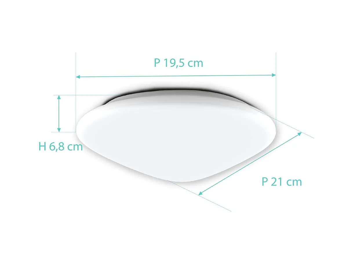 Plafonnier spécial Salle de Bains IP44 (21cm 12W 960lm 4000K) - Blanc - Voltman