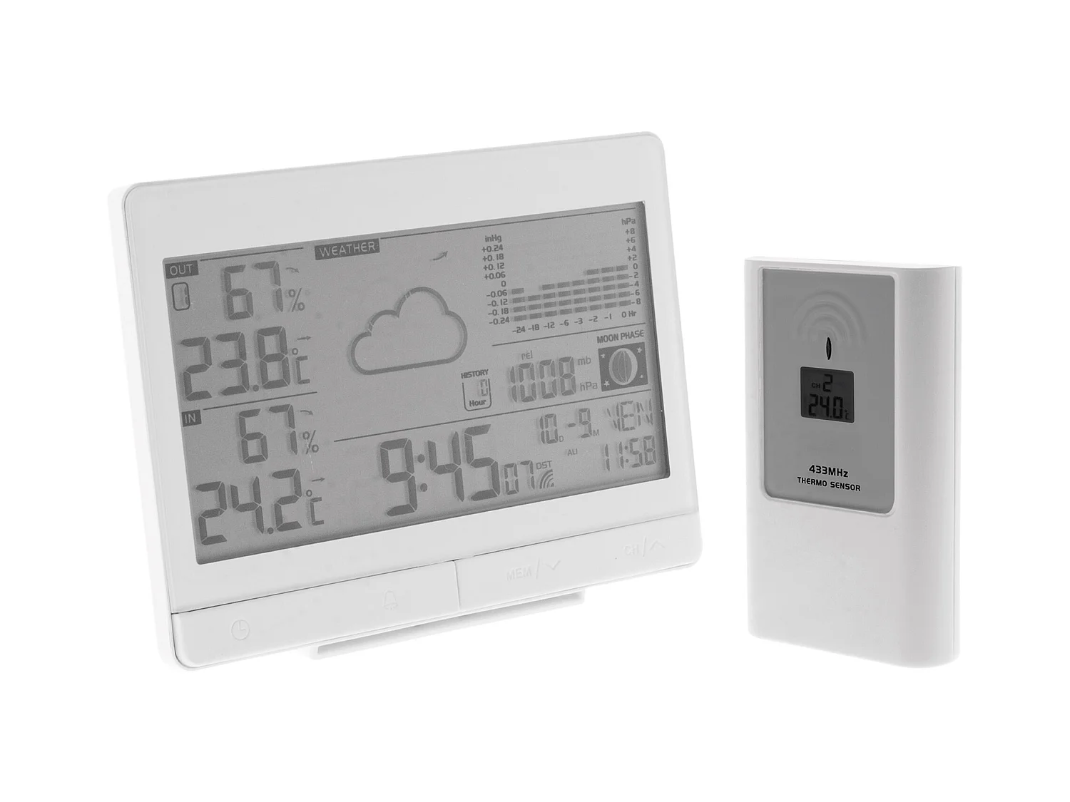 Station météo "La Rayonnante" avec capteur extérieur sans fil (IP44) - Otio