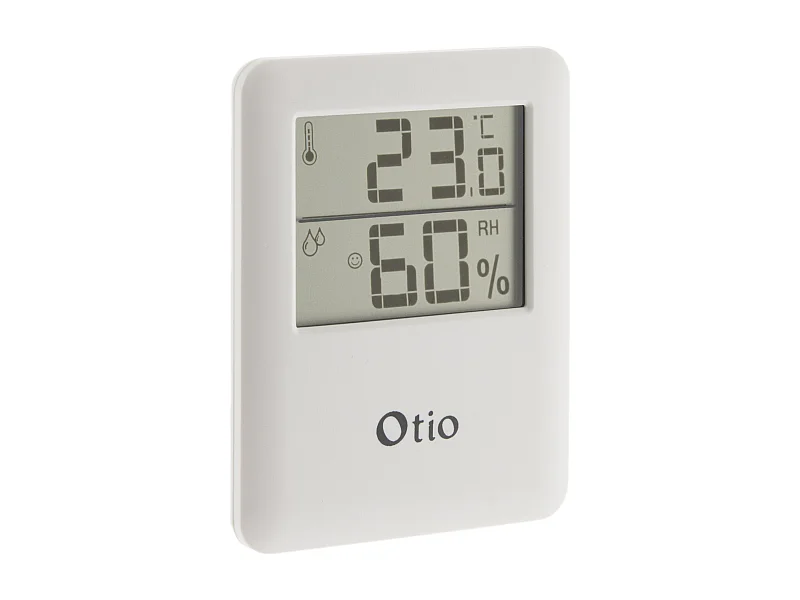 Termómetro Higrómetro Magnético LCD Blanco Otio - Rango de Temperatura 0-50°C - Fijación Magnética - Mín/Máx - Pilas Incluidas