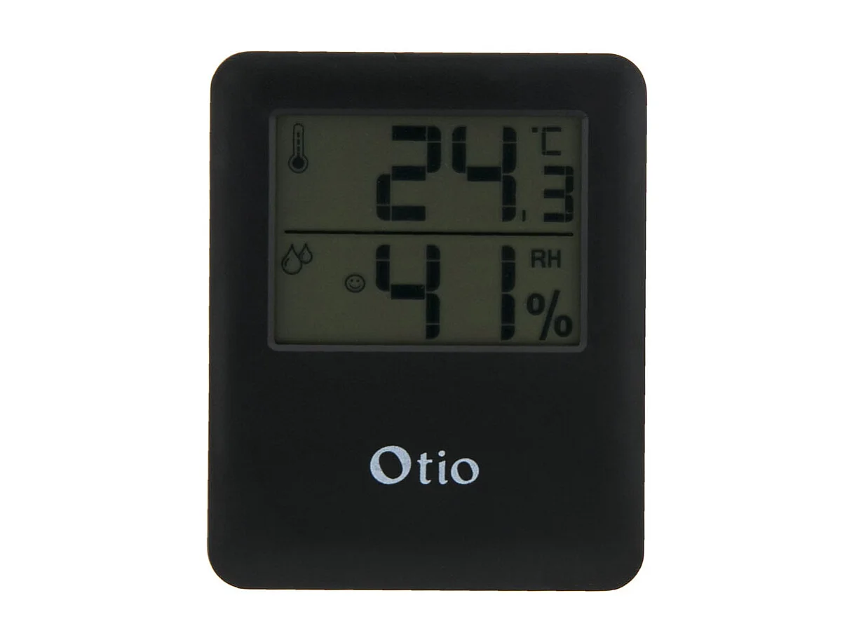 Magnetisches LCD-Thermometer Hygrometer Schwarz Otio - Temperaturbereich 0-50°C - Magnetische Befestigung - Min/Max - 2 Jahre Garantie