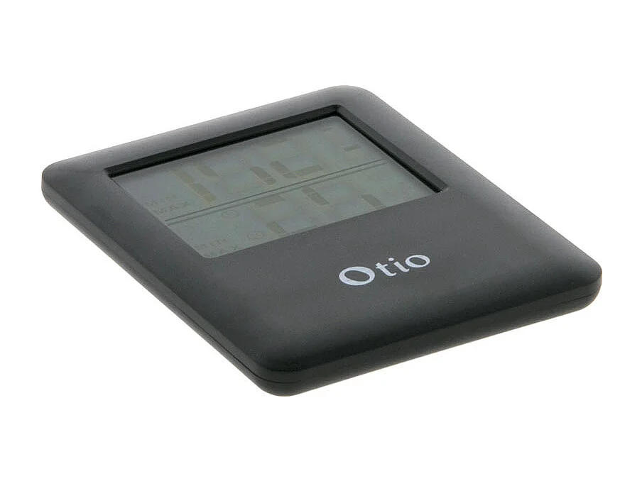 Magnetisches LCD-Thermometer Hygrometer Schwarz Otio - Temperaturbereich 0-50°C - Magnetische Befestigung - Min/Max - 2 Jahre Garantie