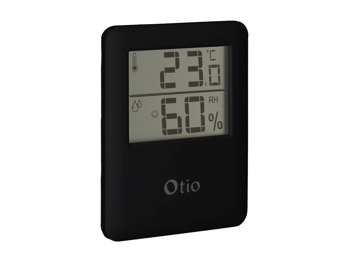 Magnetische LCD Thermometer Hygrometer Zwart Otio - Temperatuurbereik 0-50°C - Magnetische Bevestiging - Min/Max - 2 Jaar Garantie