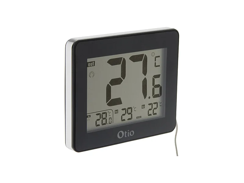 Thermomètre intérieur extérieur filaire Noir - Otio
