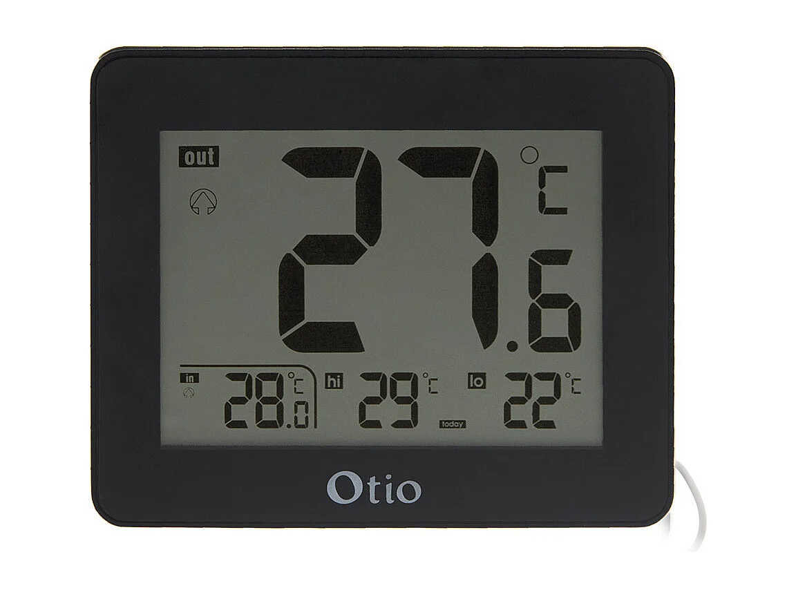 Thermomètre intérieur extérieur filaire Noir - Otio