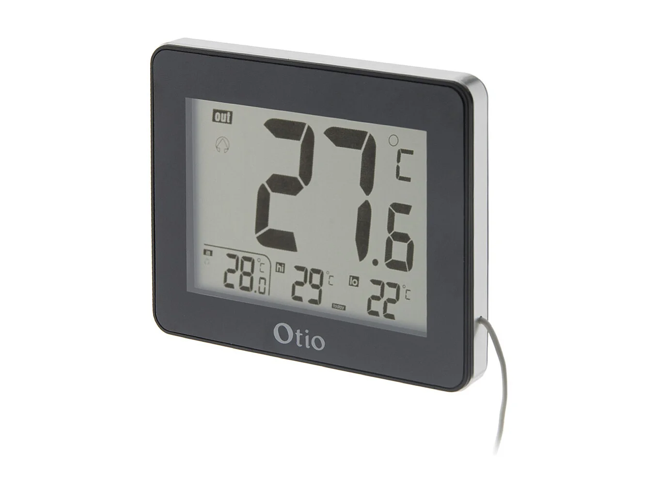 Thermomètre intérieur extérieur filaire Noir - Otio