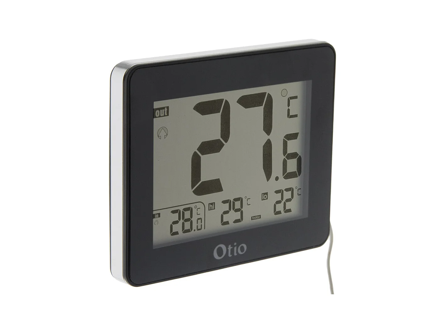 Thermomètre intérieur extérieur filaire noir - Otio