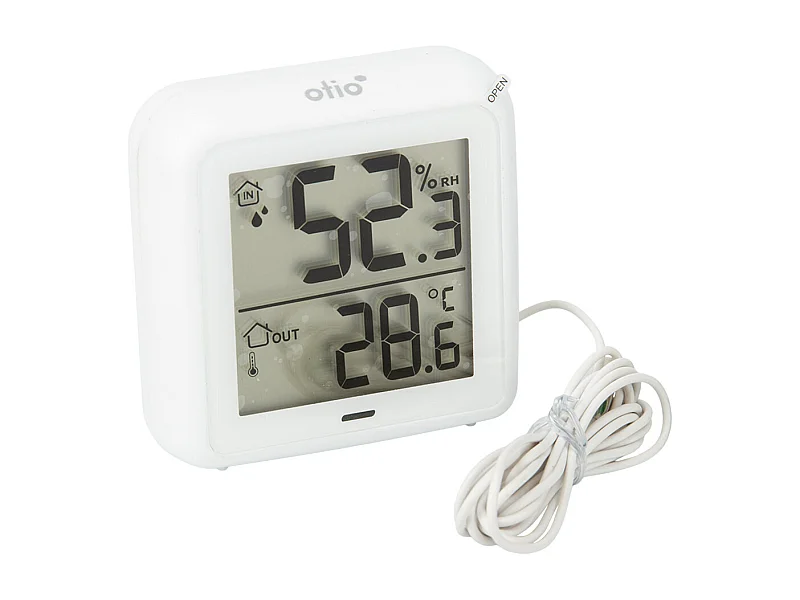 Thermomètre hygromètre Blanc à sonde filaire et capteur de précision - Otio