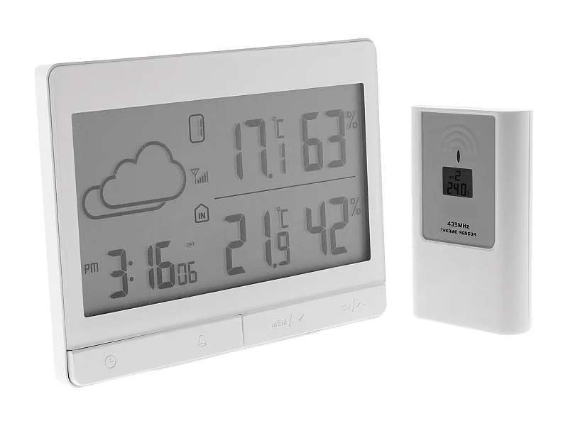 Station météo "L'élégante" avec capteur extérieur sans fil (IP44) - Otio