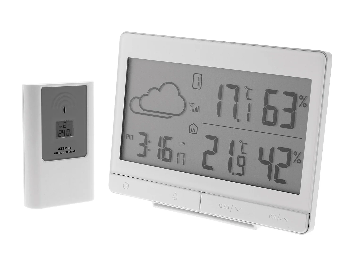 Station météo "L'élégante" avec capteur extérieur sans fil (IP44) - Otio