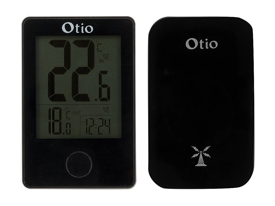 Kabelloses Innen- und Außenthermometer Otio Schwarz - LCD-Display - Kabelloser Außensensor