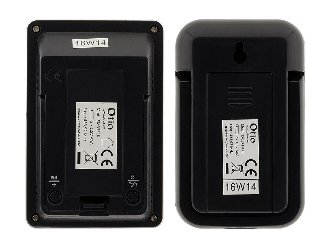 Kabelloses Innen- und Außenthermometer Otio Schwarz - LCD-Display - Kabelloser Außensensor