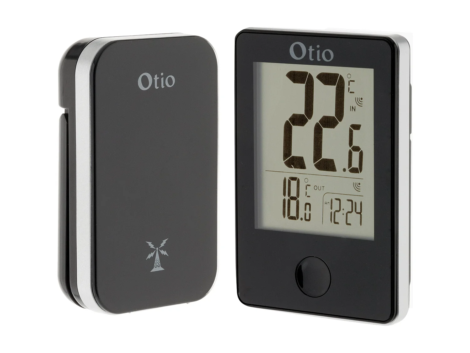 Kabelloses Innen- und Außenthermometer Otio Schwarz - LCD-Display - Kabelloser Außensensor