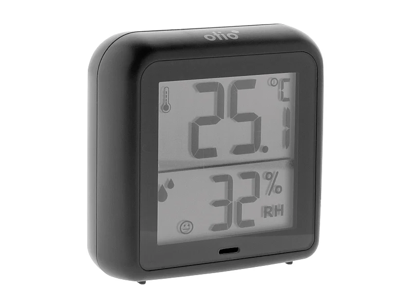 Thermomètre hygromètre intérieur + capteur - Noir - Otio