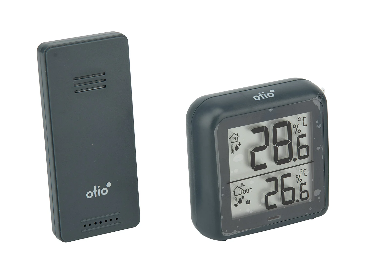 Thermomètre hygromètre Gris avec capteur sans fil - Otio
