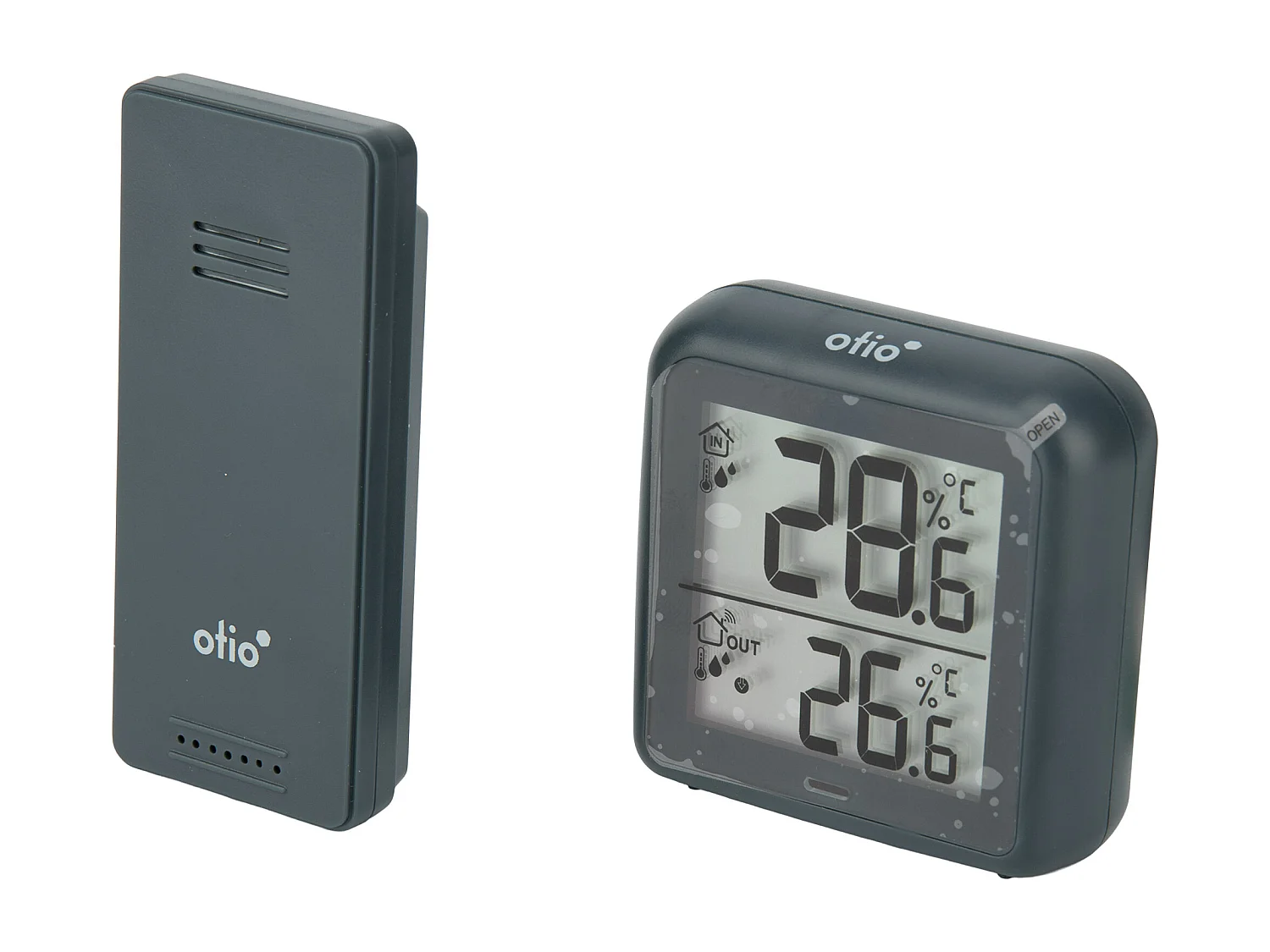 Thermomètre hygromètre Gris avec capteur sans fil - Otio