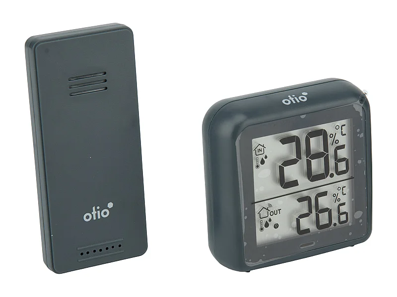 Thermomètre hygromètre Gris avec capteur sans fil - Otio