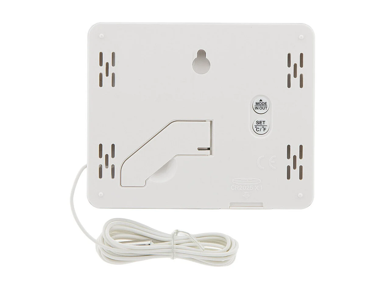 Termómetro Interior Exterior com Fio Branco Otio Grande Ecrã LCD 9cm