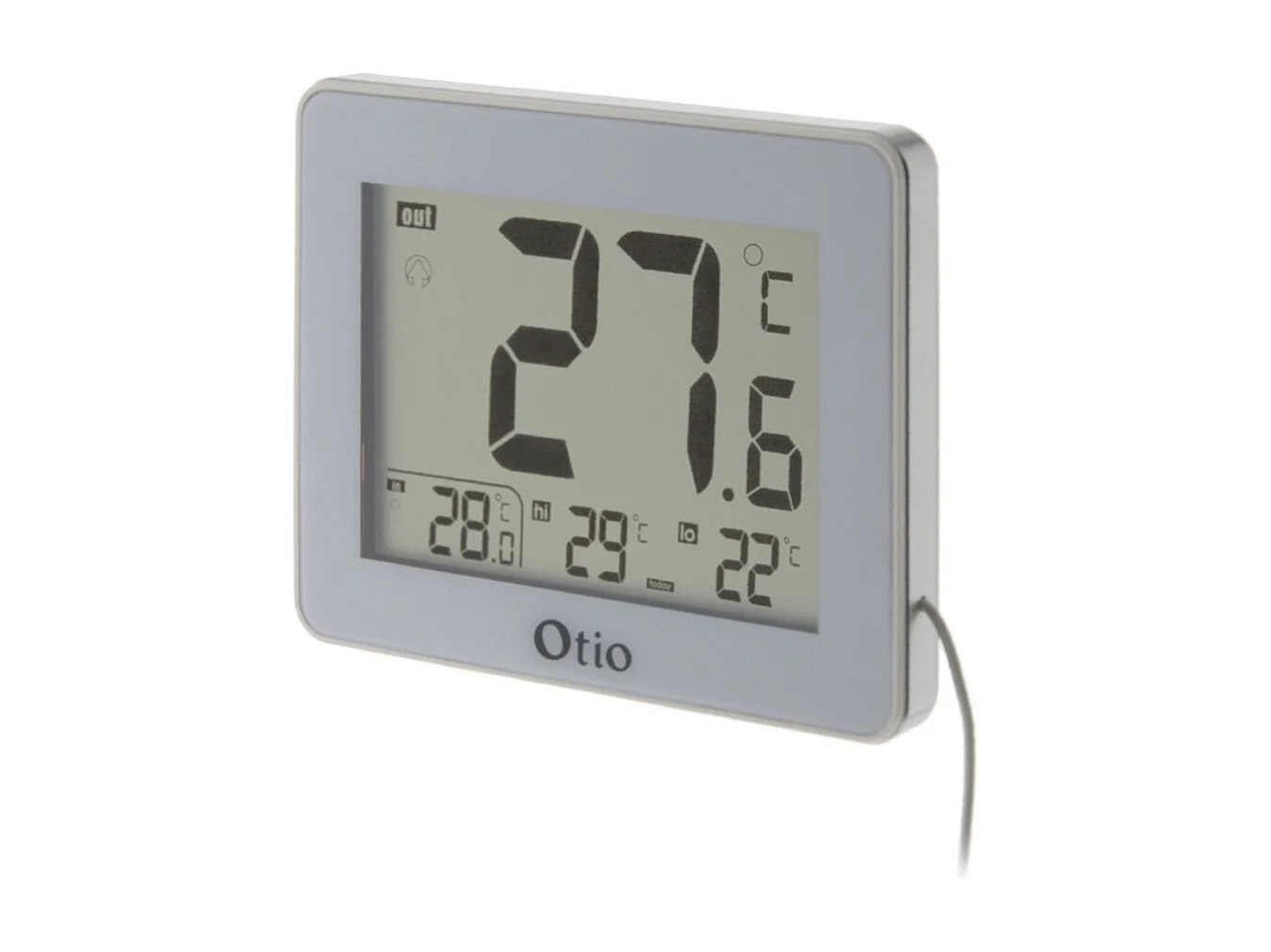 Termómetro Interior Exterior com Fio Branco Otio Grande Ecrã LCD 9cm