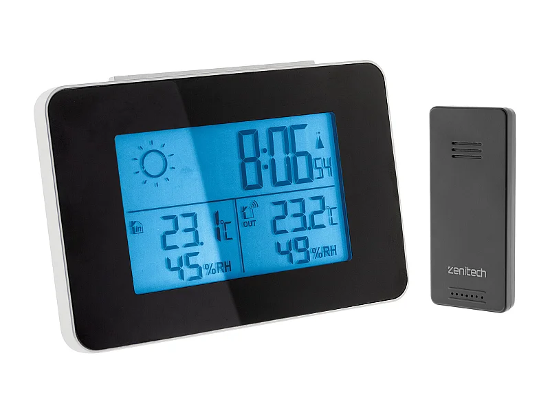Wetterstation S&W Vorhersagen 24h Funk-Sensor Schwarz - Zenitech