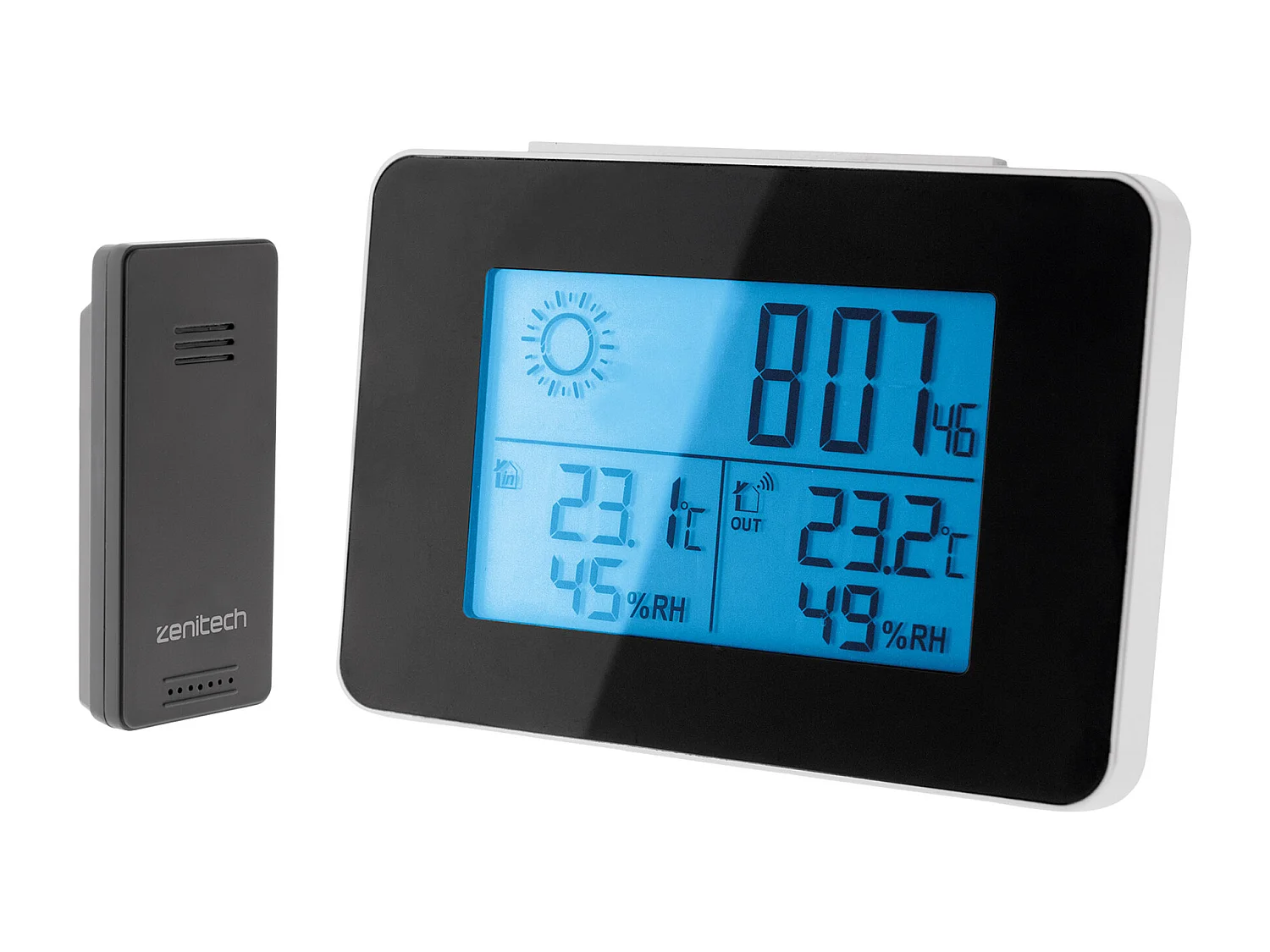 Wetterstation S&W Vorhersagen 24h Funk-Sensor Schwarz - Zenitech
