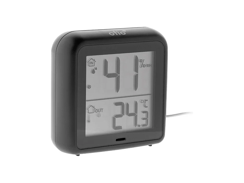 Thermomètre hygromètre Noir à sonde filaire et capteur de précision - Otio