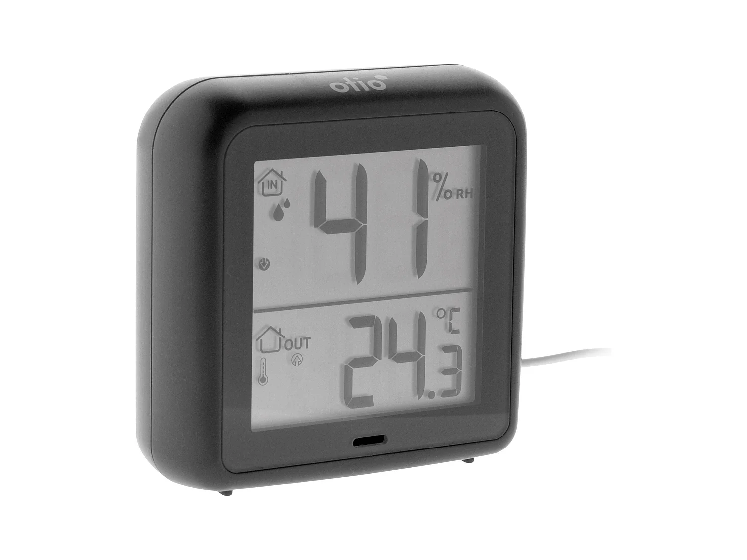 Thermomètre hygromètre Noir à sonde filaire et capteur de précision - Otio