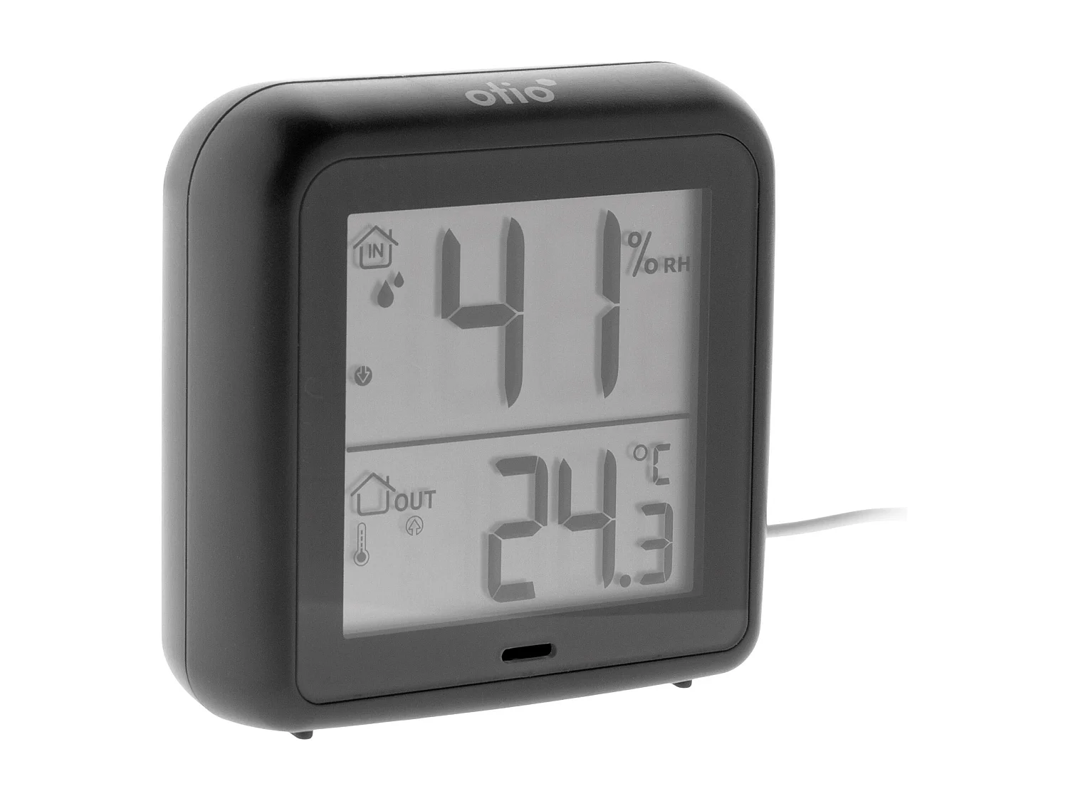 Thermomètre hygromètre Noir à sonde filaire et capteur de précision - Otio