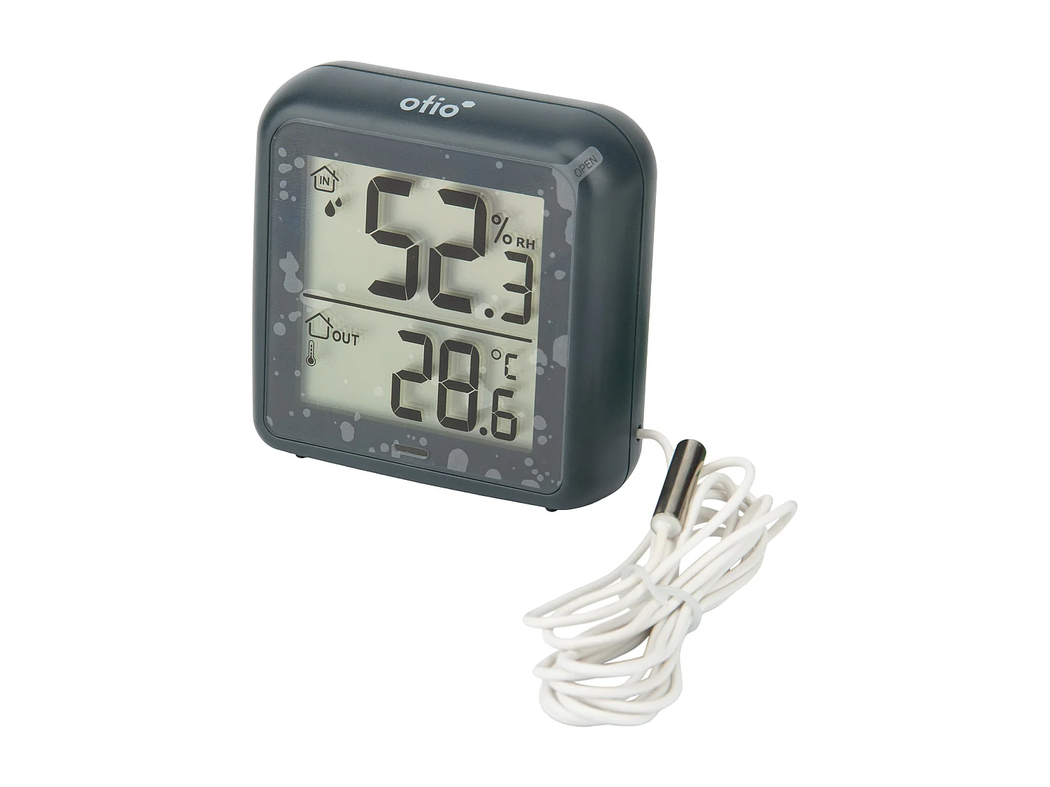 Thermomètre hygromètre Noir à sonde filaire et capteur de précision - Otio