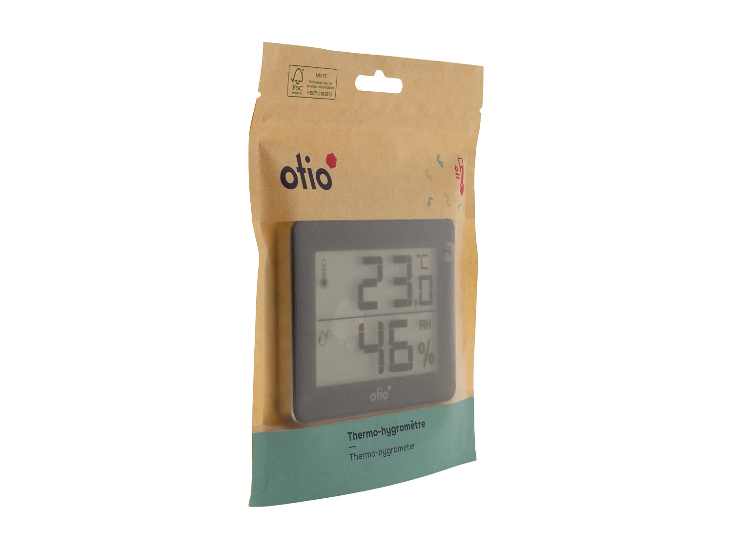 Thermomètre hygromètre Noir - écran LCD - Otio