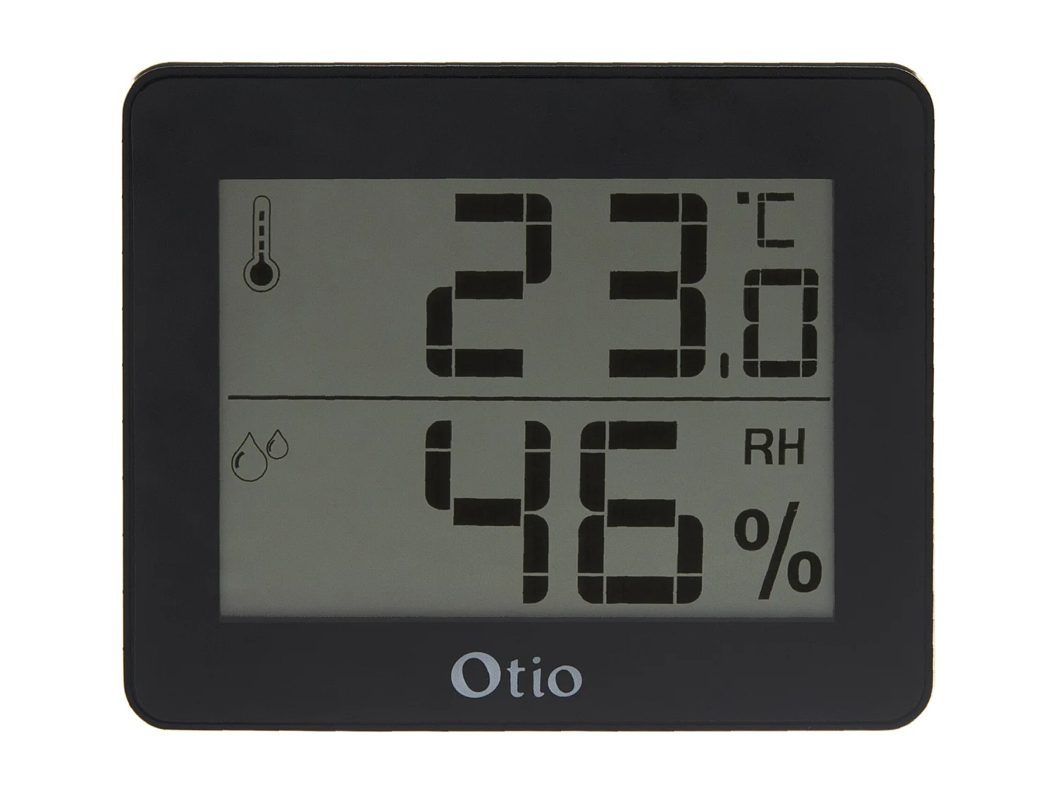 Termometr Higrometr Czarny Otio - Wyświetlacz LCD 9 cm - Wskaźnik tendencji temperatury