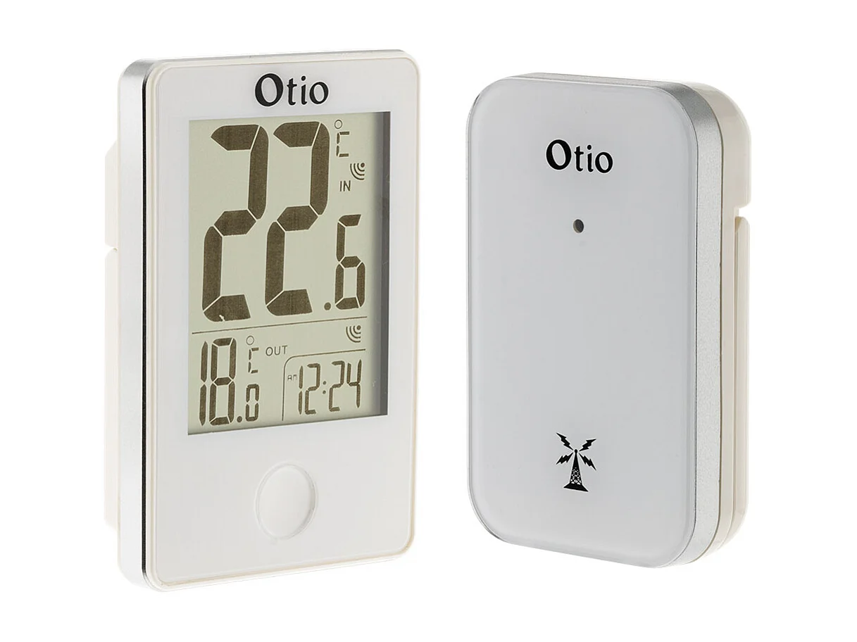 Kabelloses Innen- und Außenthermometer Otio Weiß LCD 60m - Temperaturen int/ext - Speicher - Otio