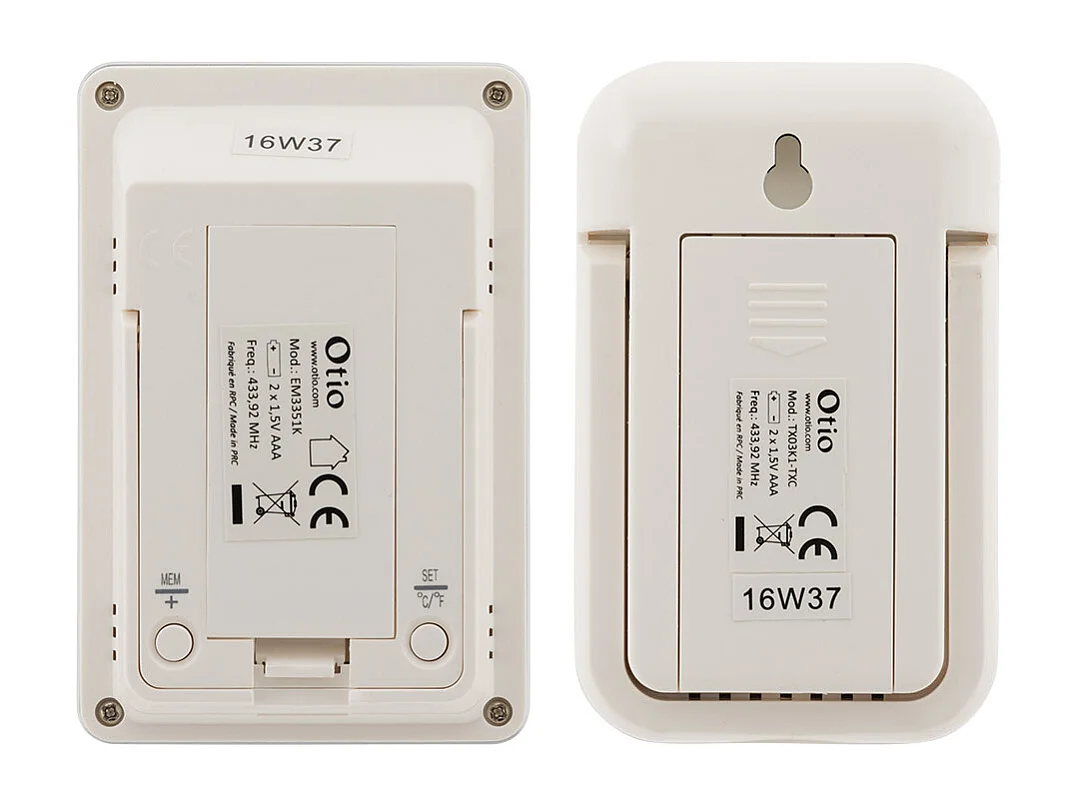Kabelloses Innen- und Außenthermometer Otio Weiß LCD 60m - Temperaturen int/ext - Speicher - Otio