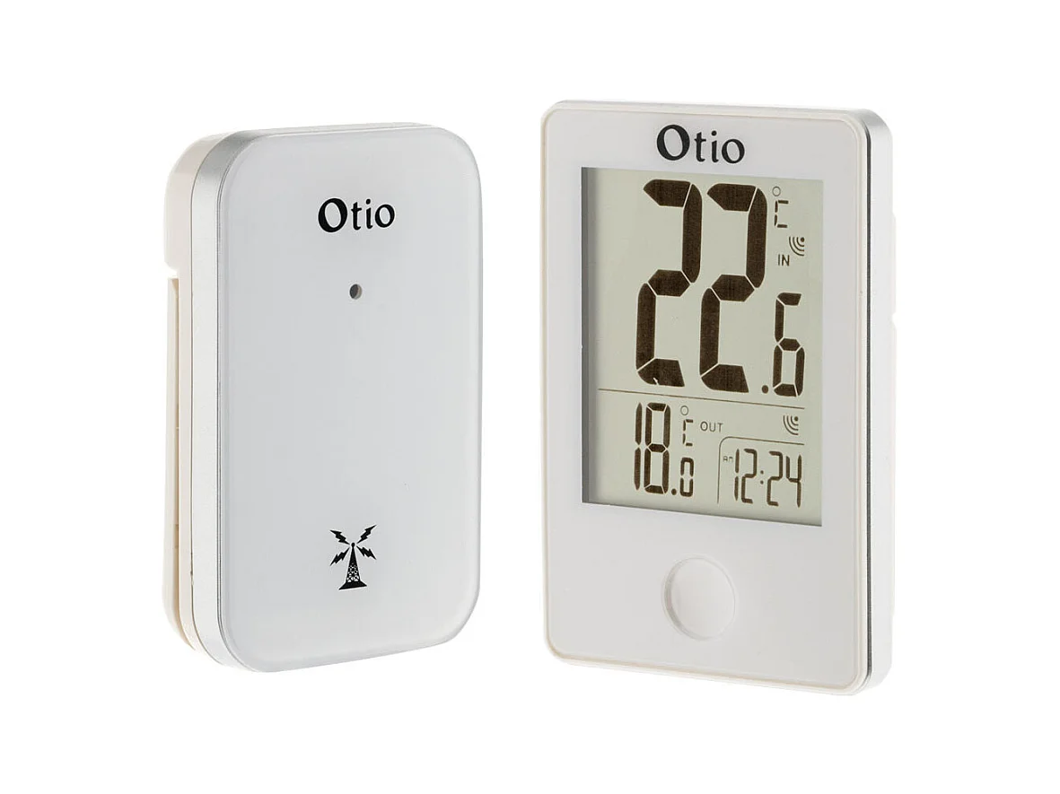Kabelloses Innen- und Außenthermometer Otio Weiß LCD 60m - Temperaturen int/ext - Speicher - Otio