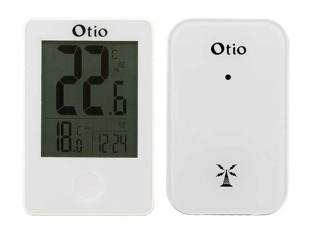 Termómetro interior exterior sem fio Otio Branco LCD 60m - Temperaturas int/ext - Memória - Otio