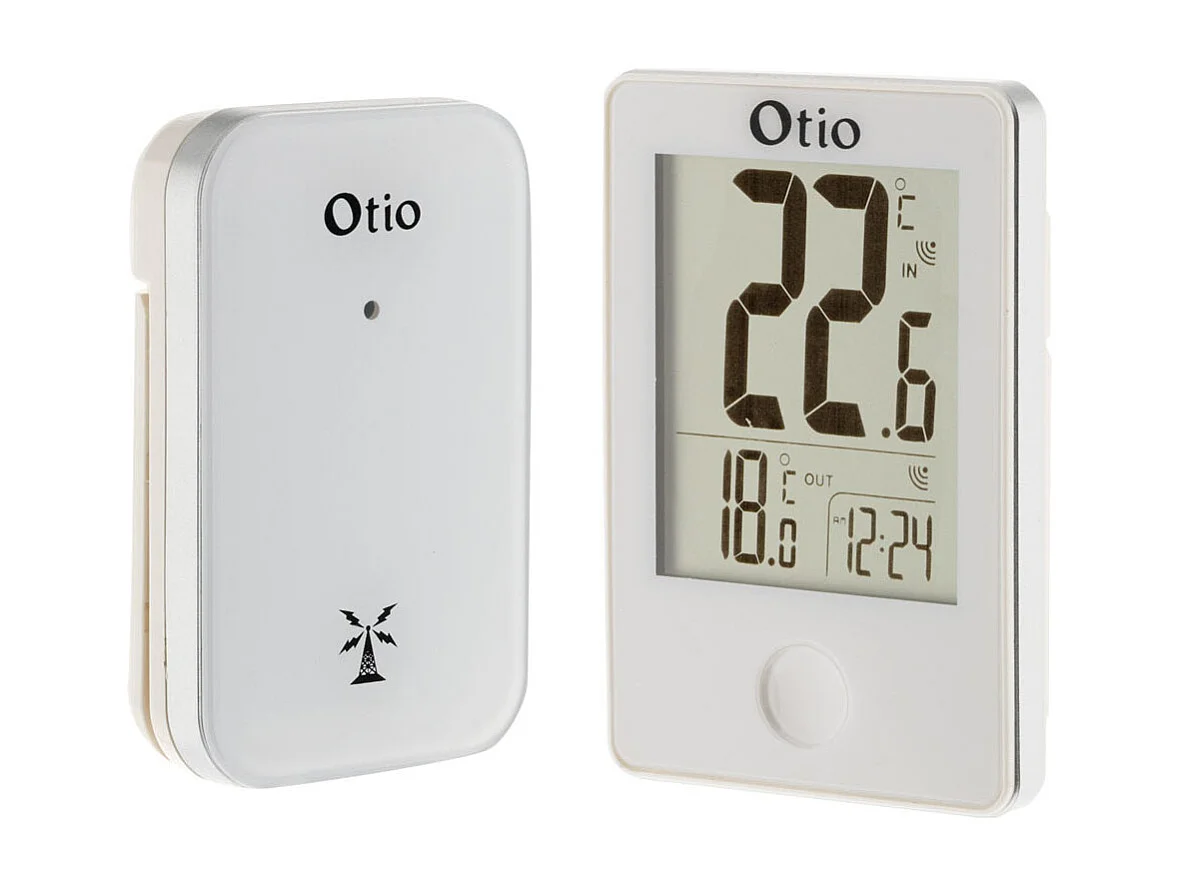 Termómetro interior exterior sem fio Otio Branco LCD 60m - Temperaturas int/ext - Memória - Otio