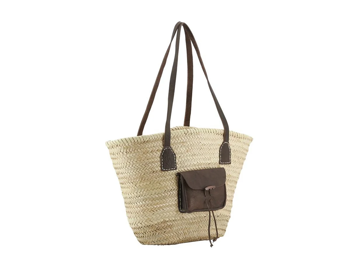 Couffin en palmier et cuir