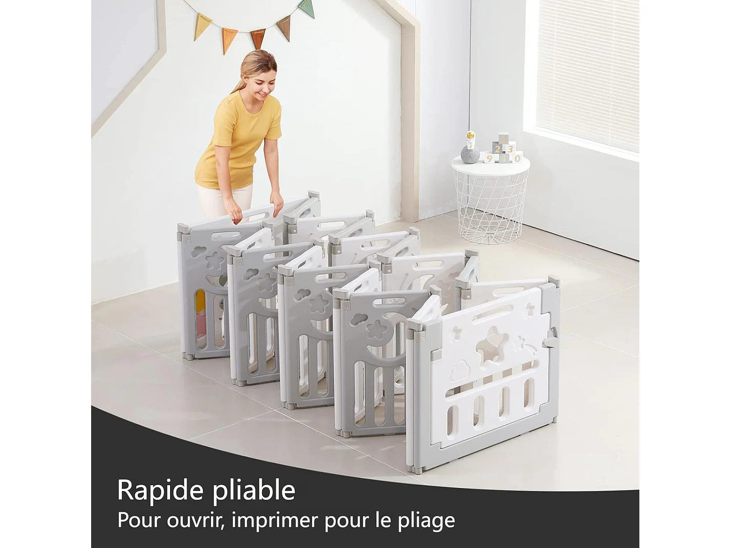 Baby Park Dripex - Grijs ecologisch plastic - 16+2 panelen - met deur - 190 x 190 x 61 cm