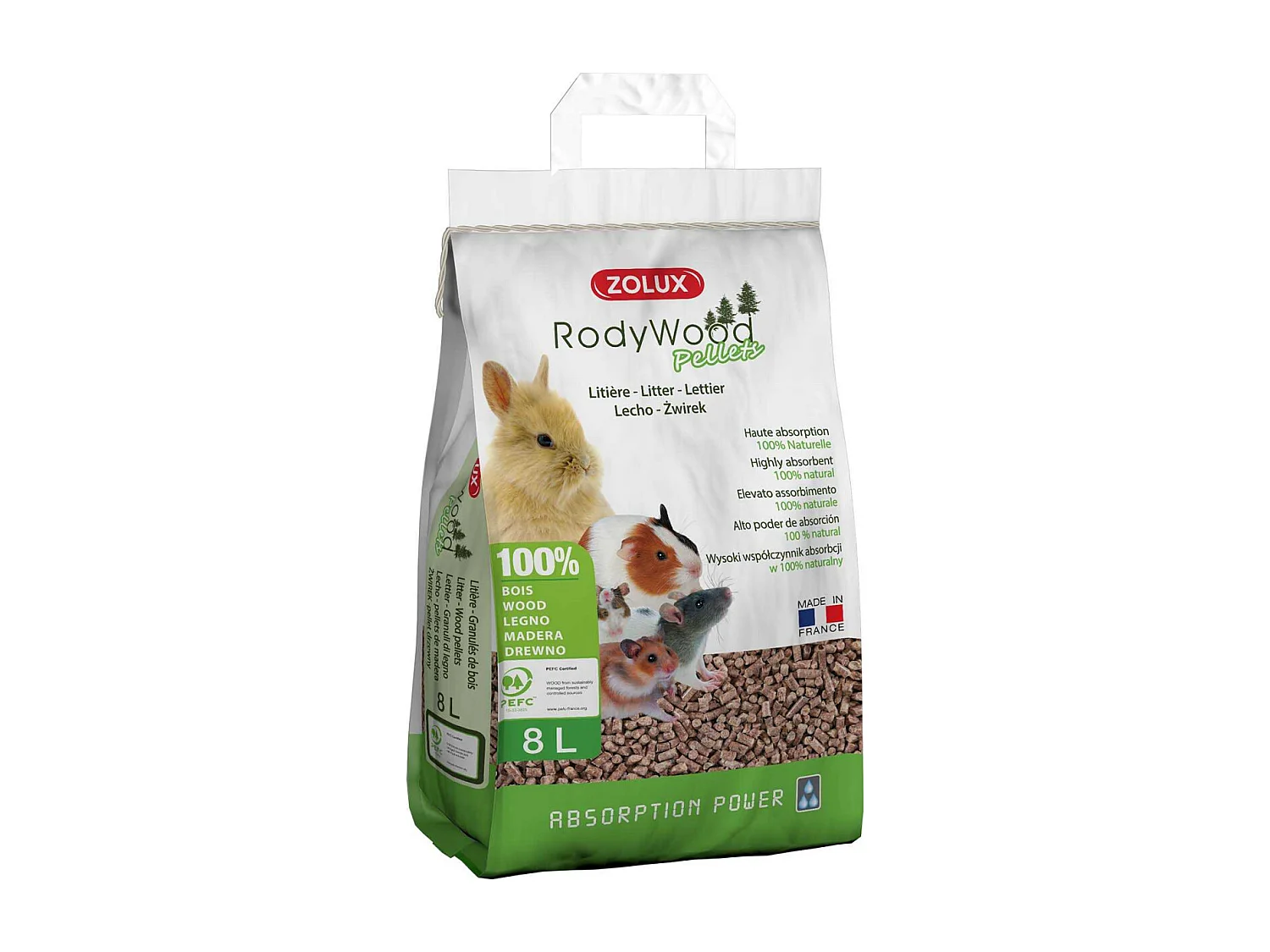 Litière granulés de bois Rodywood 8 litres