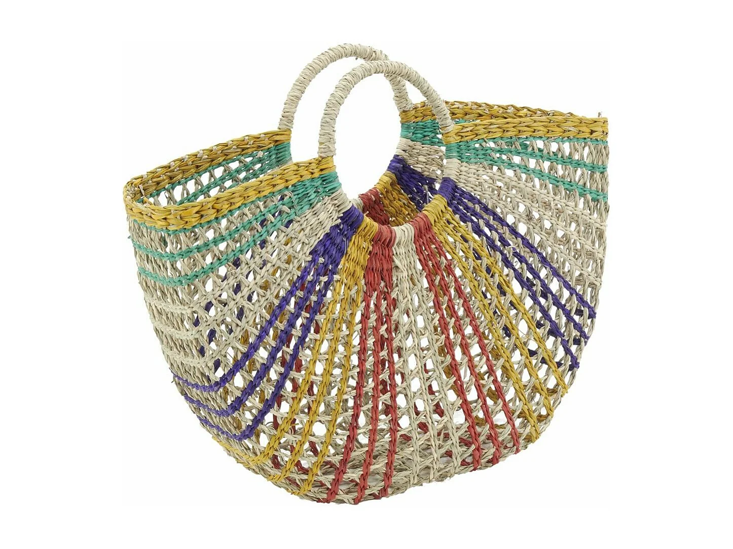 Sac demi-lune en jonc multicolore