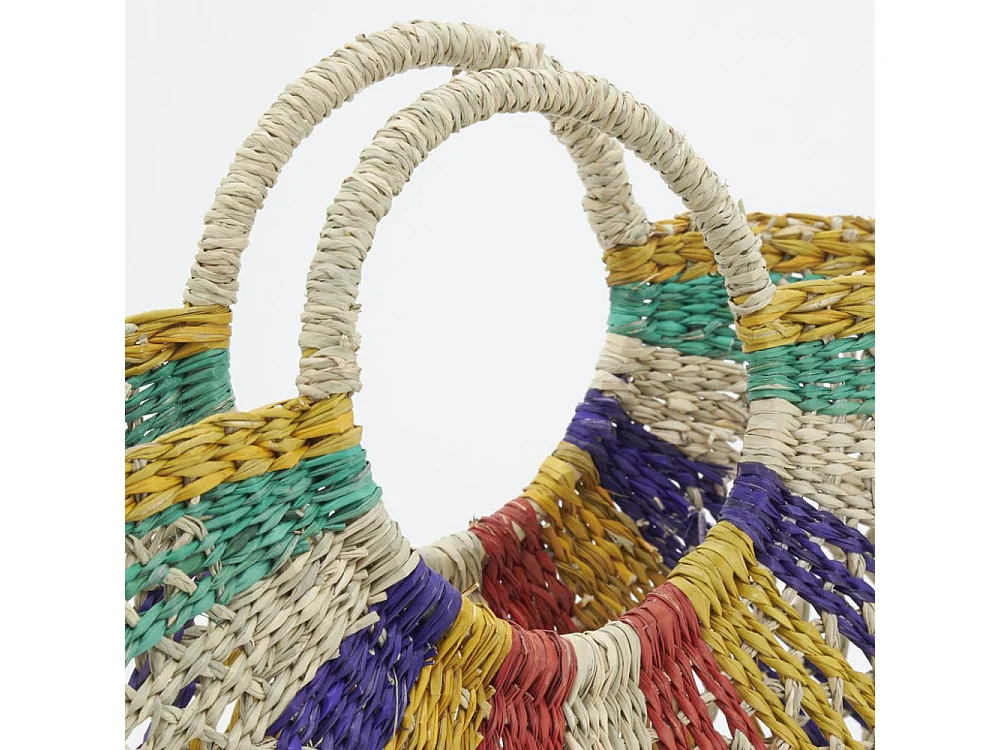 Sac demi-lune en jonc multicolore