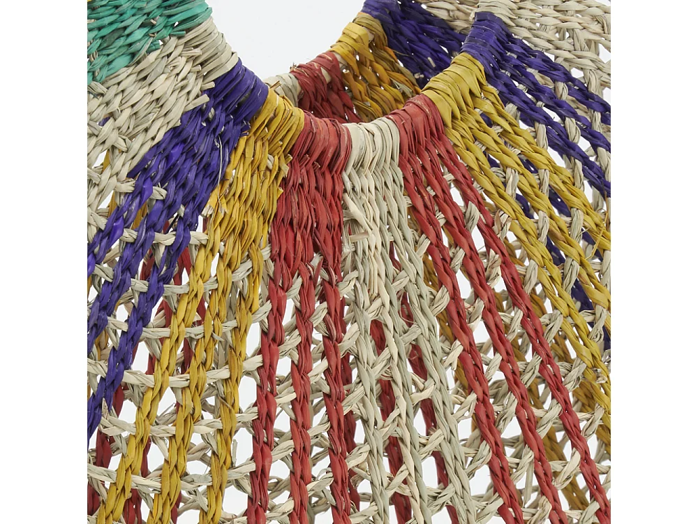 Sac demi-lune en jonc multicolore